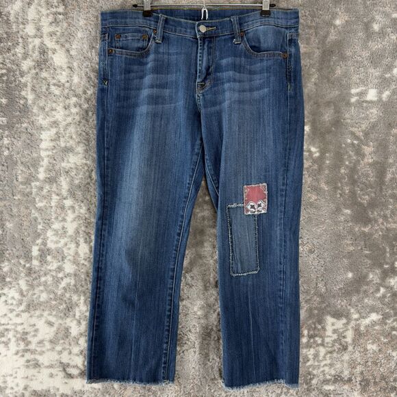 Lucky Brand Gene Montesano Sz 10/30 Patchwork Crop Pants Capri Jeans Lucky You - Picture 1 of 12
